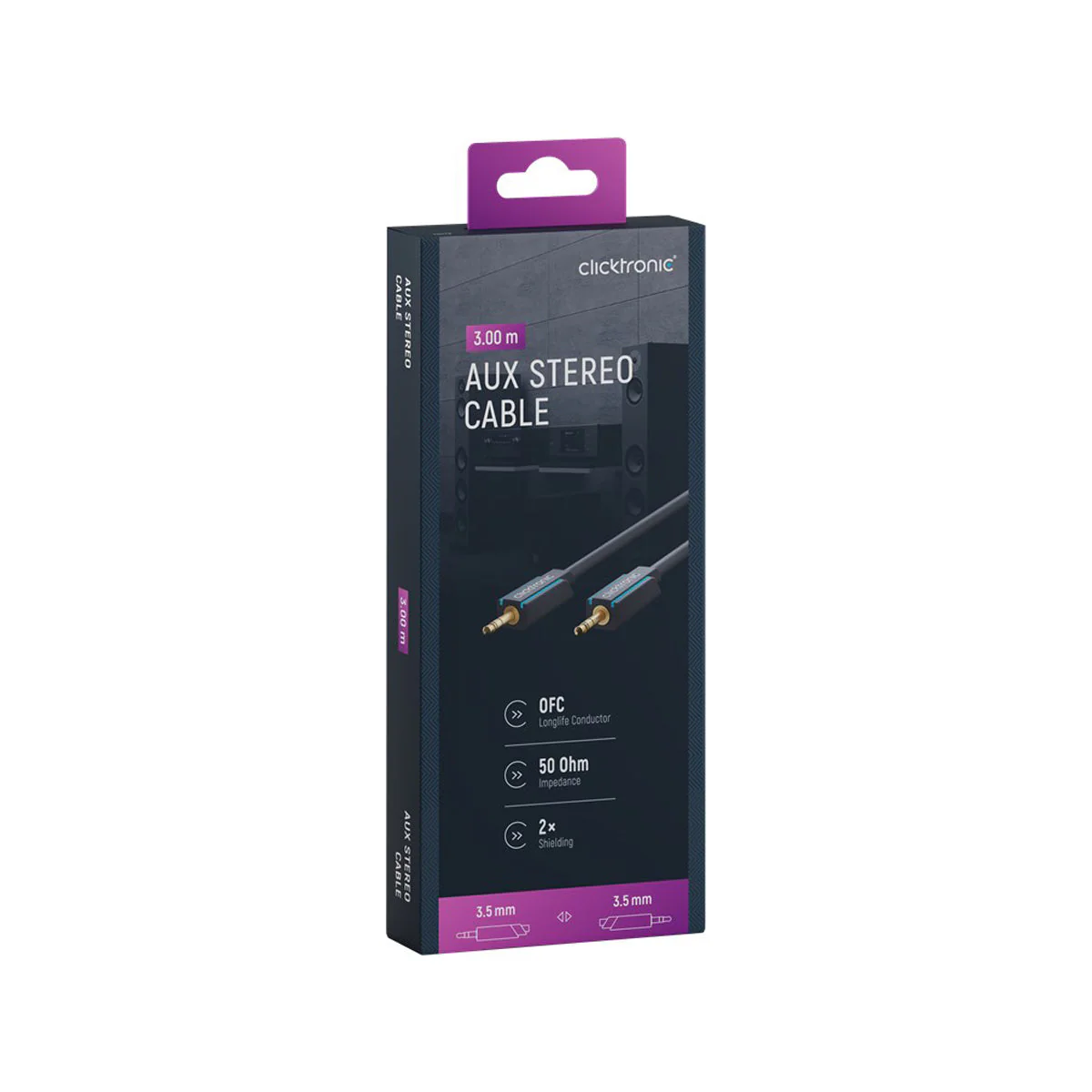 Clicktronic 3.5mm AUX Cable 3m (Black) - Image 5