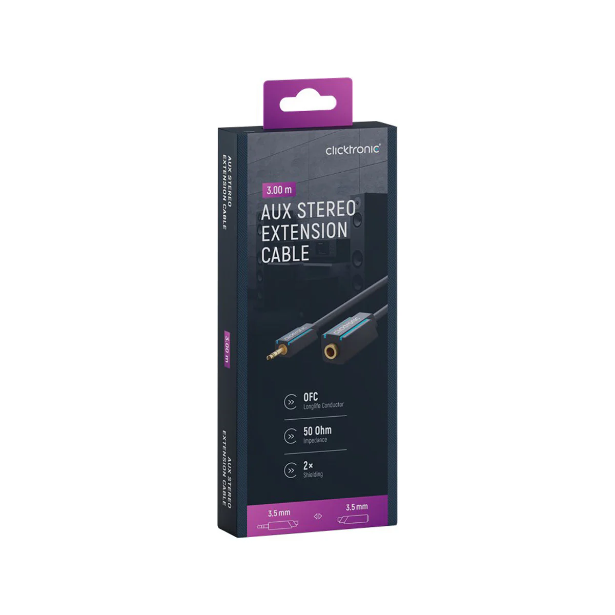 Clicktronic 3.5mm AUX Extension Cable 3m (Black) - Image 5
