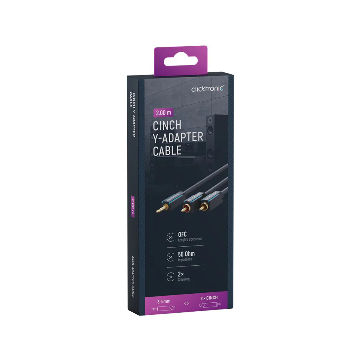 Clicktronic 3.5mm AUX to RCA Cable 2m (Black) - Image 5