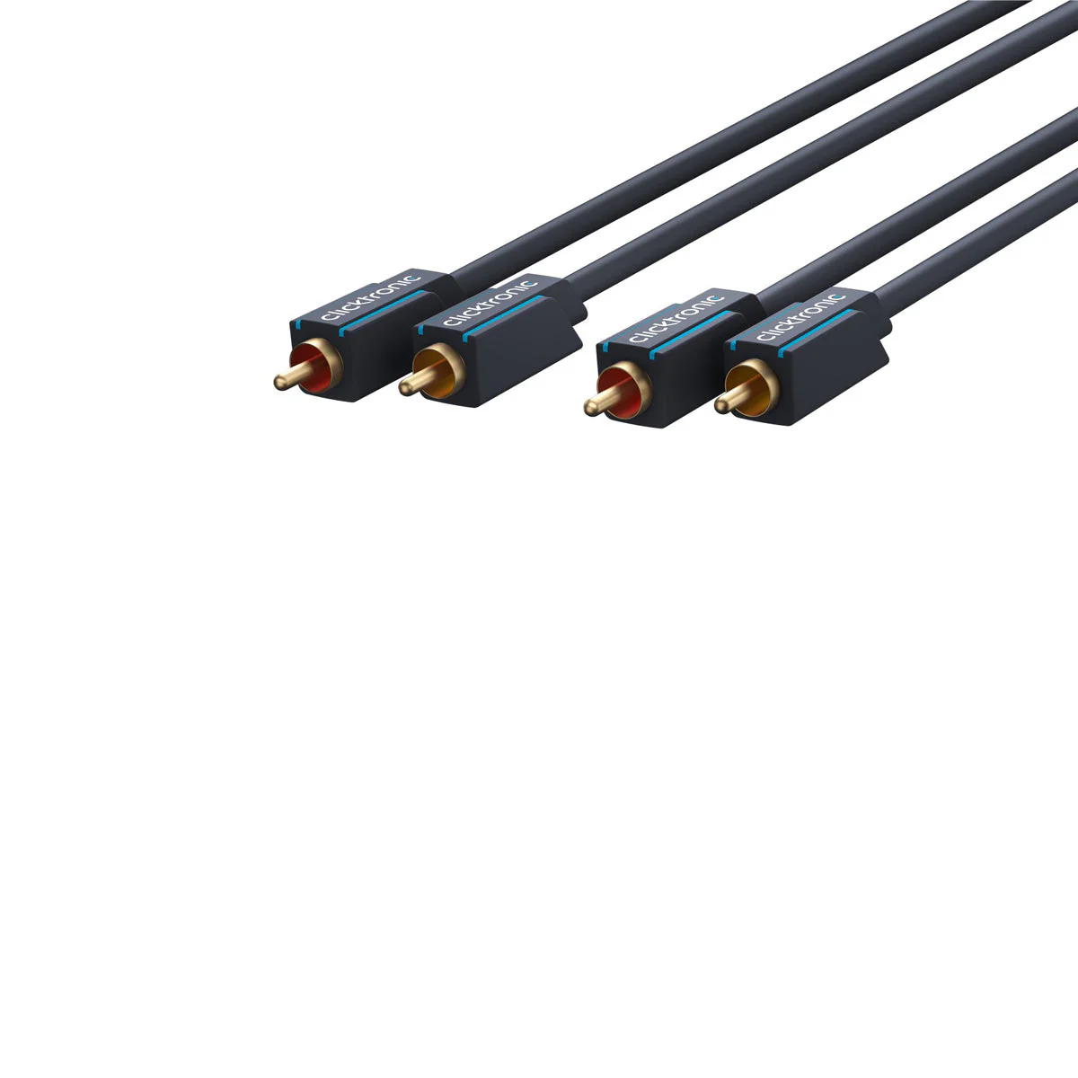 Clicktronic Cinch Stereo RCA Cable - 0.5m - Black - Image 2