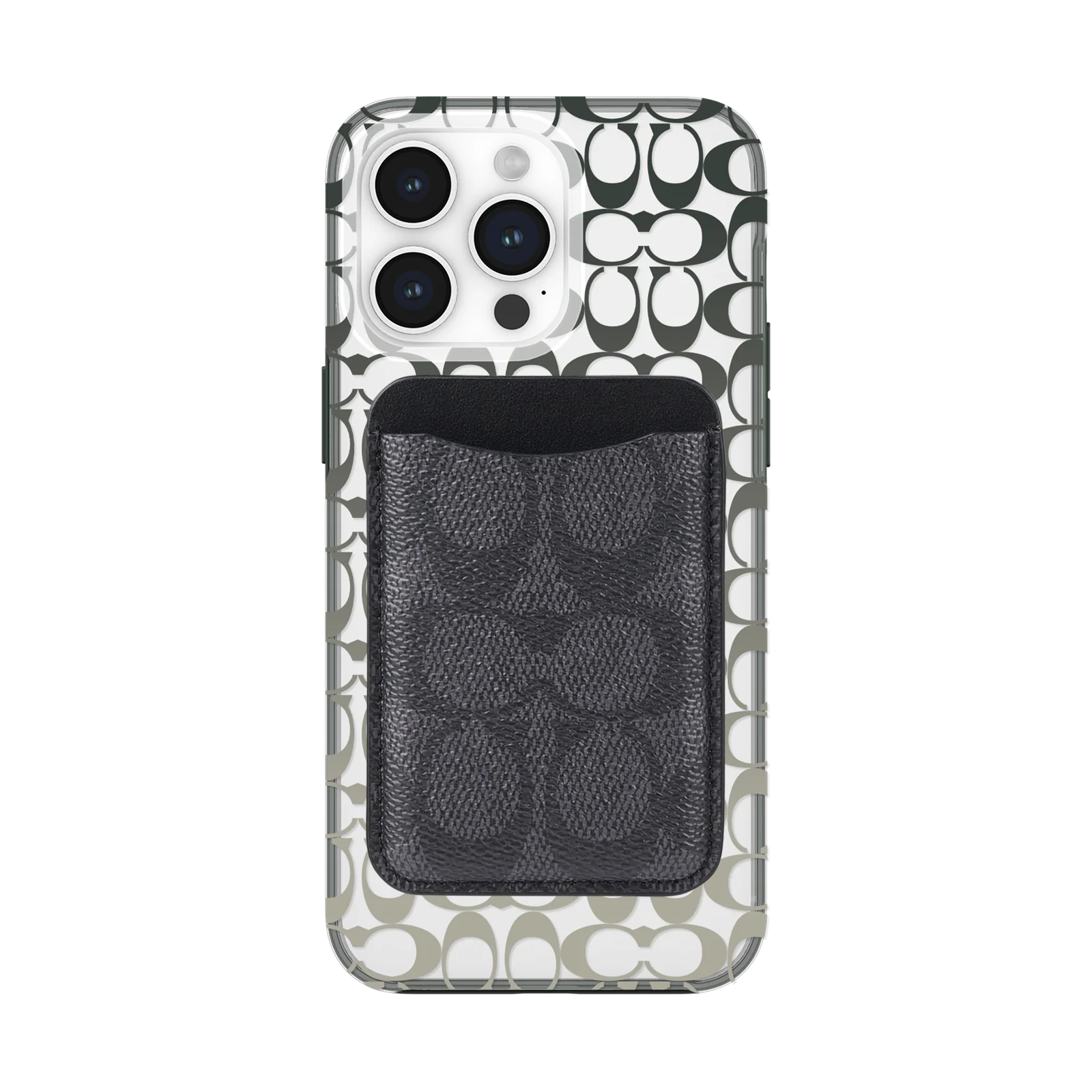 Coach MagSafe Card Holder (Signature Charcoal)