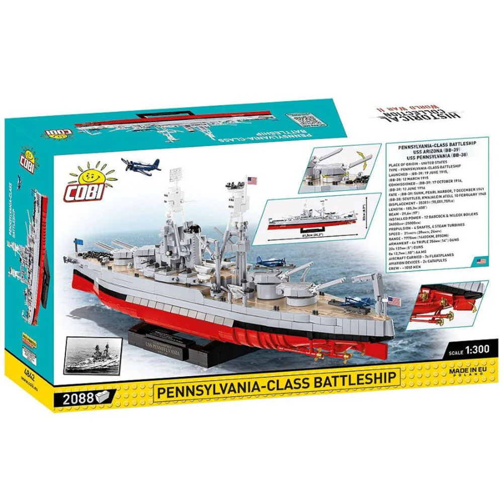 Cobi 2088-Pieces World War 2 Pennsylvania Class Battleship 1:30 Scale Model Kit - Image 3