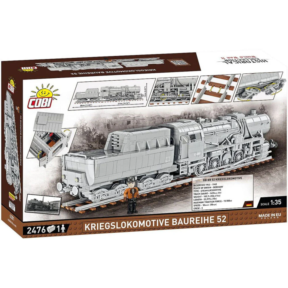 Cobi 247-Pieces Trains Kriegslokomotive Baureihe 52 Locomotive 1:35 Scale Kit - Image 3