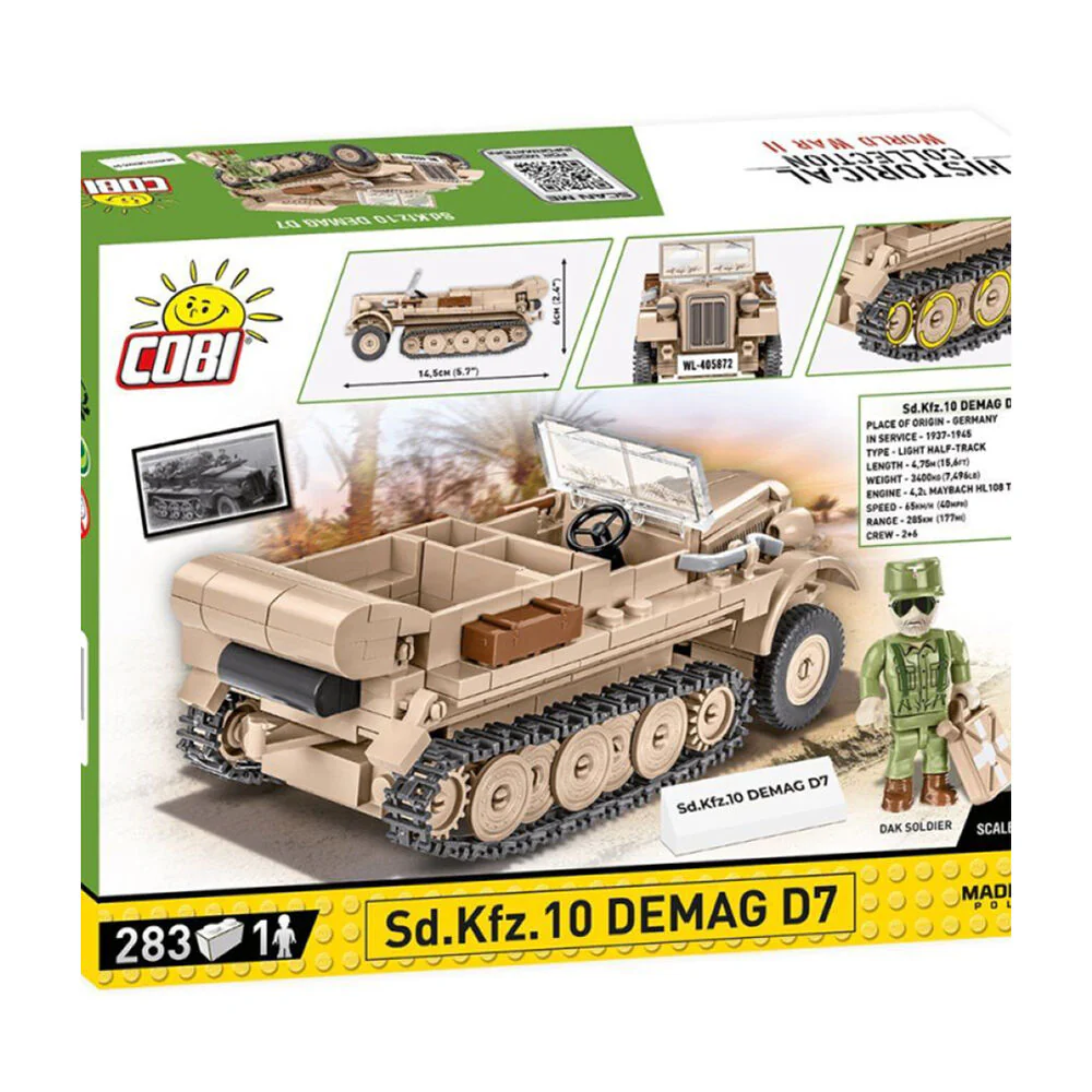 Cobi 283-Pieces World War 2 SD KFZ 10 Demag D7 Kids Building Toy Collectable Toy Kit - Image 4