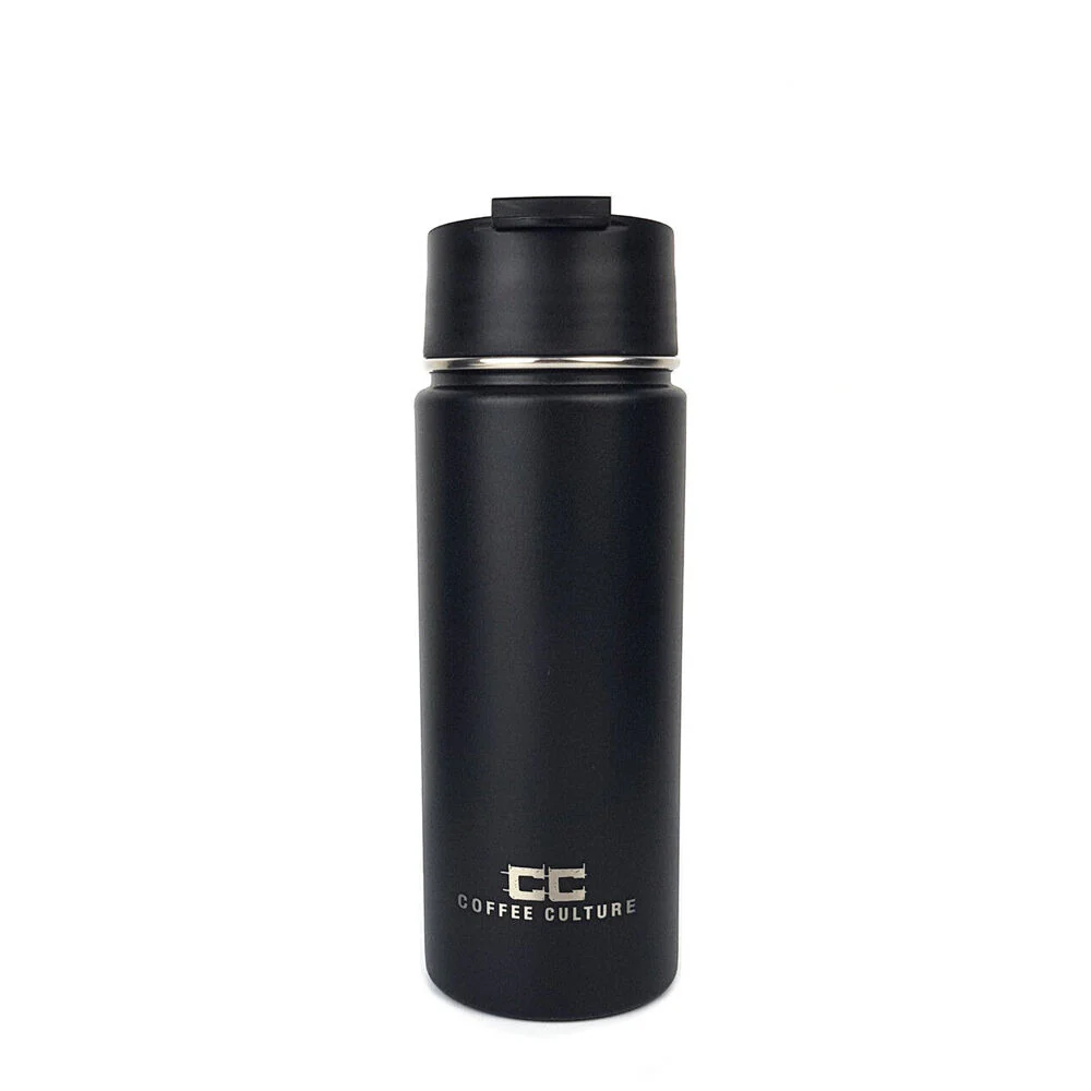 Coffee Culture 500ml Stainless Steel Insulated Travel Flask with Sipper (Black)