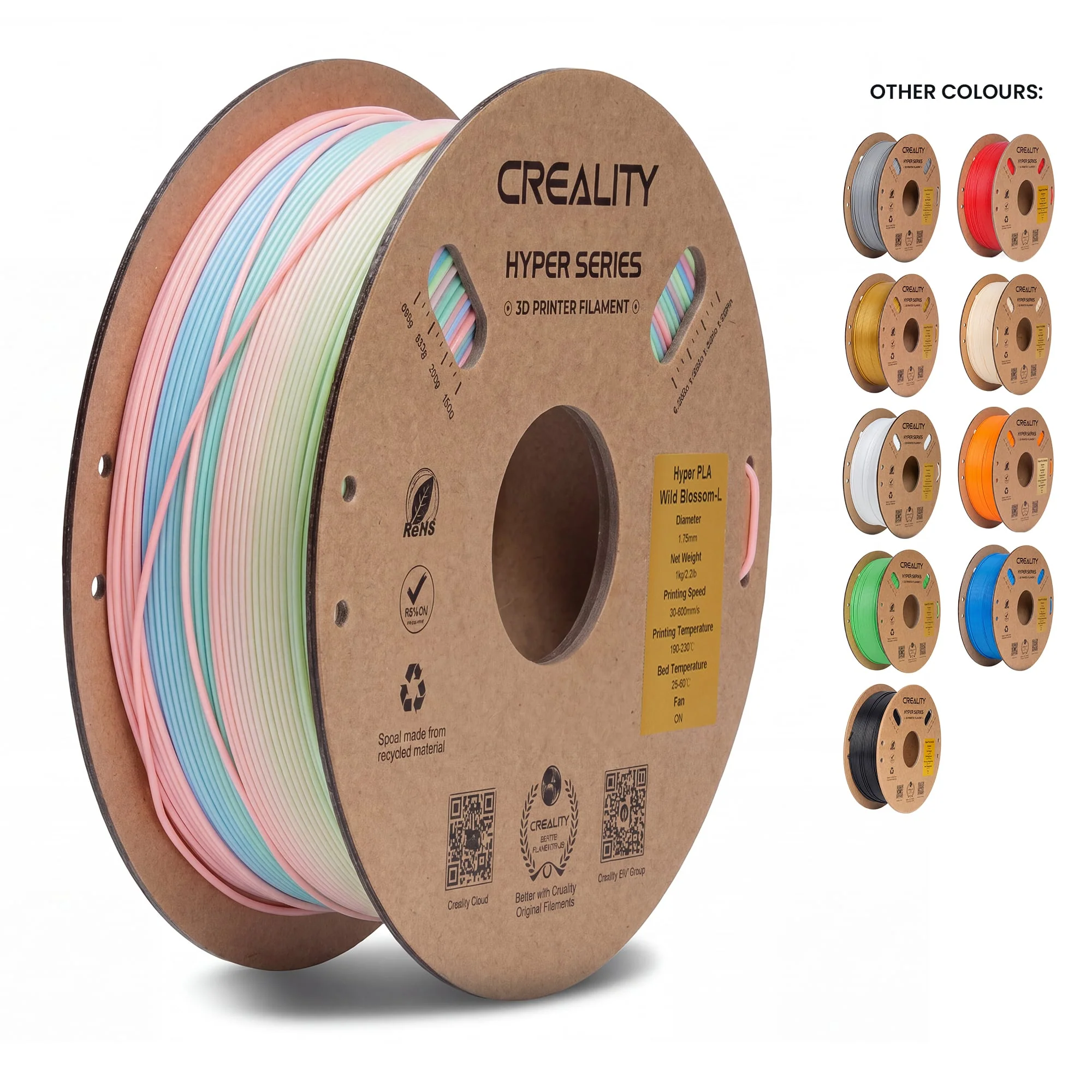 Creality Hyper Rainbow PLA 3D Printer Filament High Precision (Wild Blossom) - Image 3