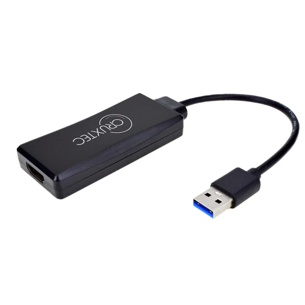 Cruxtec USB to HDMI Female 15cm Cable Adapter - Black