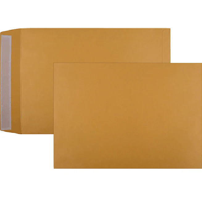 Cumberland B4 A4 Envelopes Pocket Strip Seal 100GSM 353x250mm Gold Box 250