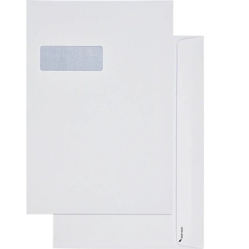 Cumberland C4 Envelopes Window Face 100GSM Secretive Easy Open 229x324mm White Box 250 - Image 2
