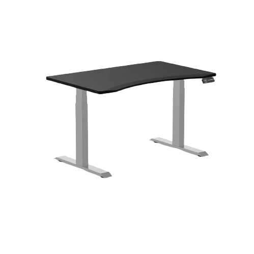 Desky Dual Ergo Edge Sit Stand Desk 120cm Black Desktop and Grey Frame