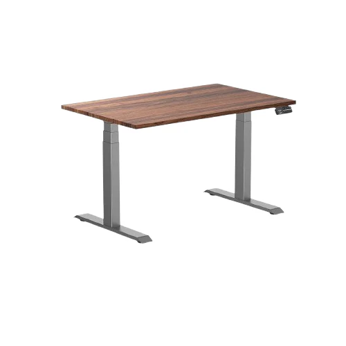 Desky Dual Hardwood Sit Stand Desk 120cm (Walnut Desktop/Space Grey Frame)