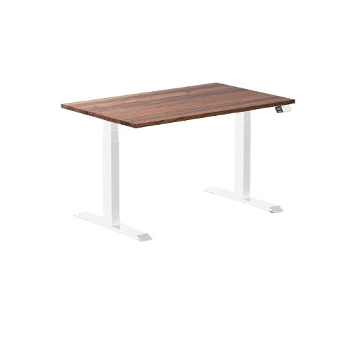 Desky Dual Hardwood Sit Stand Desk 120cm (Walnut Desktop/White Frame)
