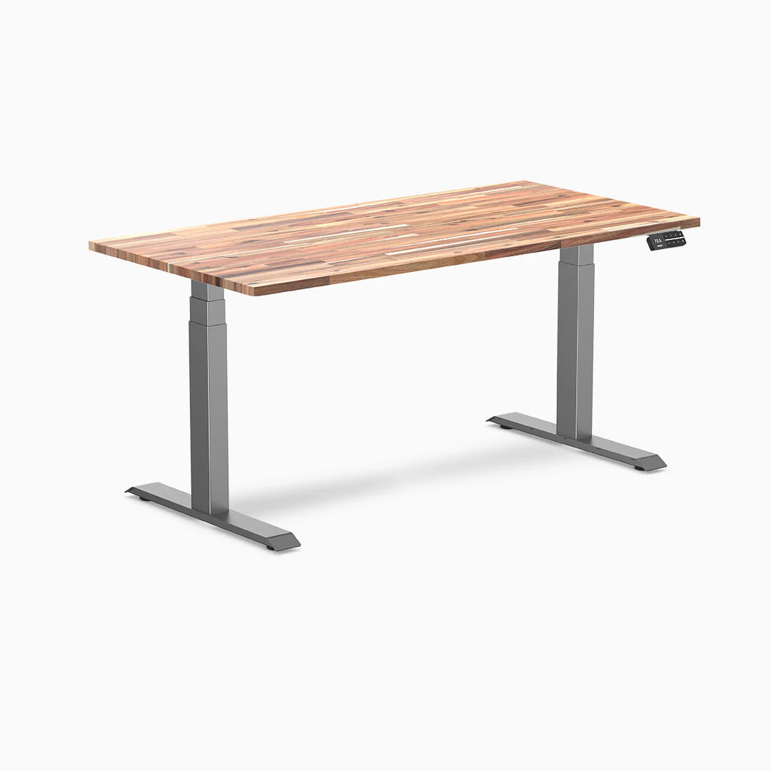 Desky Dual Hardwood Sit Stand Desk 150cm Acacia Desktop and Space Grey Frame - Image 2