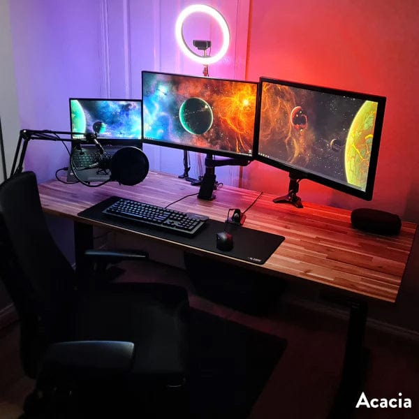 Desky Dual Hardwood Sit Stand Desk 150cm Acacia Desktop and White Frame - Image 6