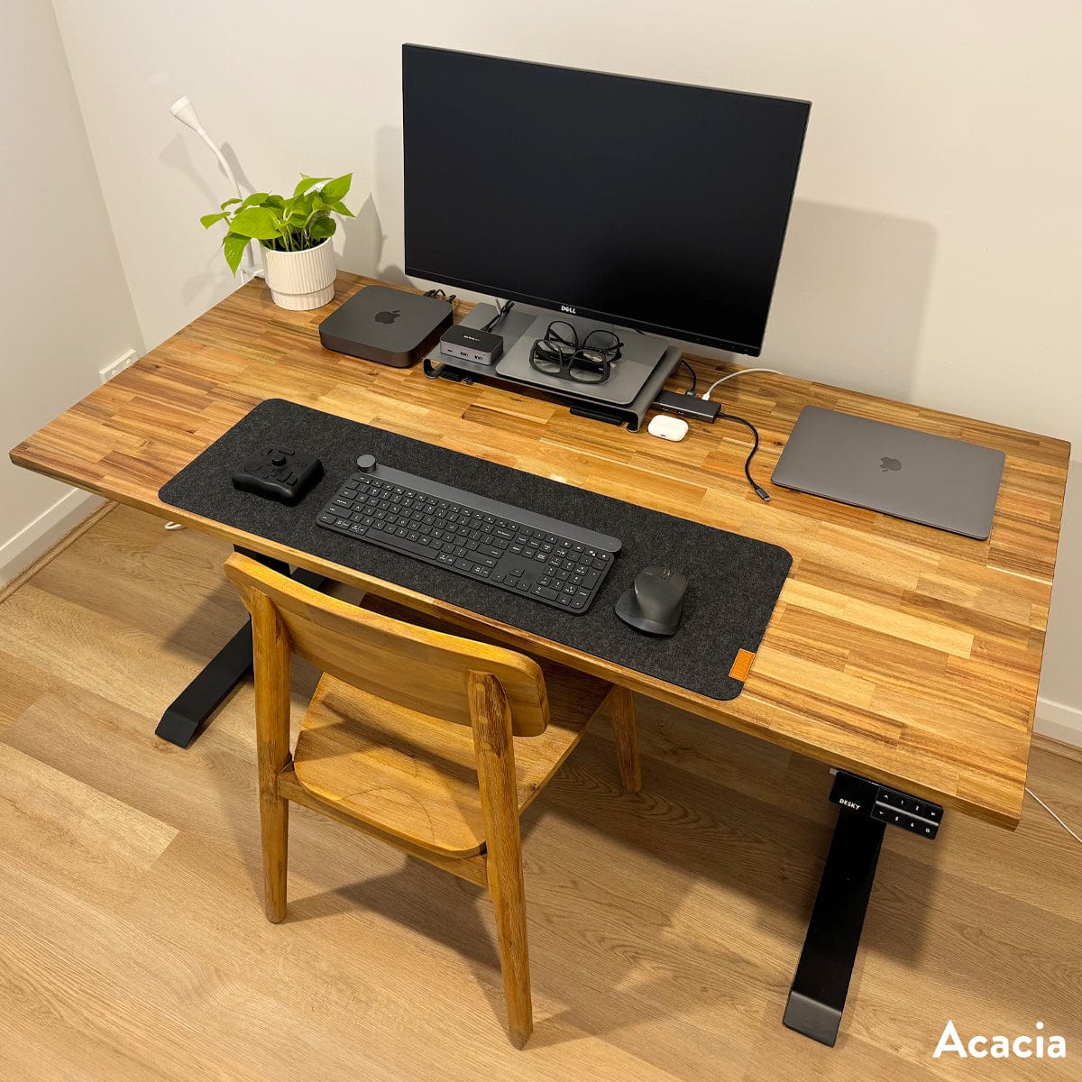 Desky Dual Hardwood Sit Stand Desk 150cm Acacia Desktop and White Frame - Image 7