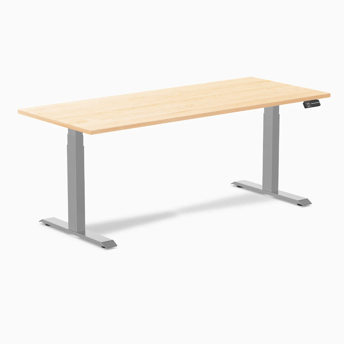 Desky Dual Hardwood Sit Stand Desk 180cm Maple Desktop and Grey Frame