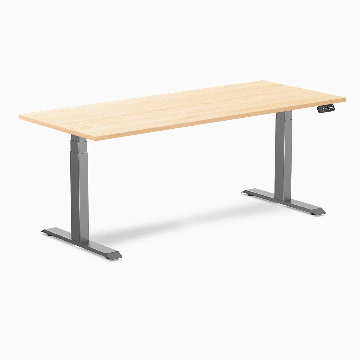 Desky Dual Hardwood Sit Stand Desk 180cm Maple Desktop and Space Grey Frame