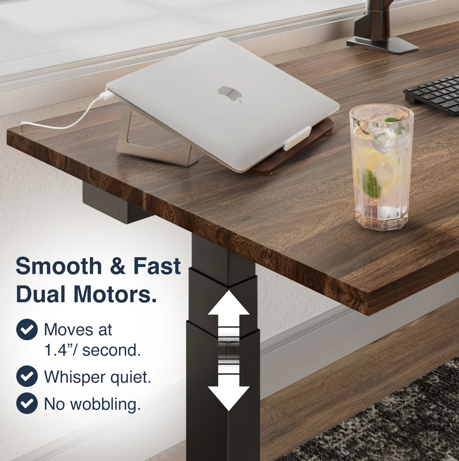 Desky Dual Hardwood Sit Stand Desk 180cm White Ash Desktop and Grey Frame - Image 2