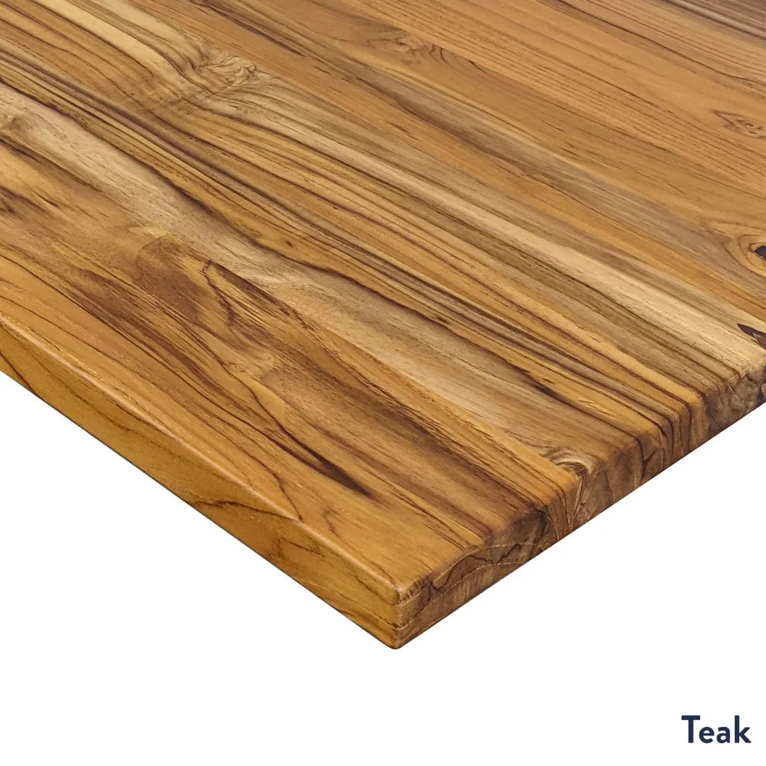 Desky Dual Hardwood Standing Desk With Drawer 200cm Teak Desktop and Space Grey Frame - Image 2