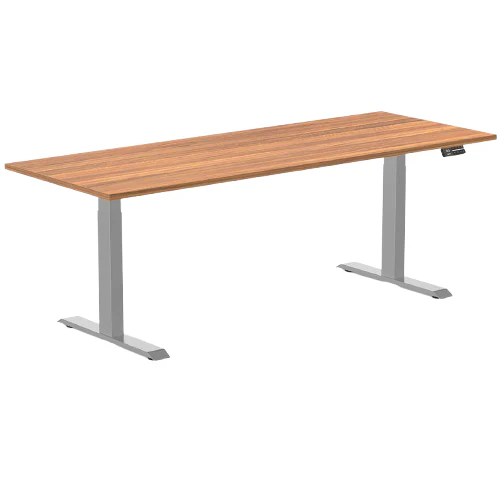 Desky Dual Melamine Sit Stand Desk 200cm Prime Oak Desktop and Grey Frame