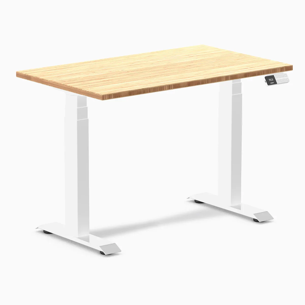 Desky Dual Mini Bamboo Sit Stand Desk 100cm (Bamboo Desktop/White Frame)