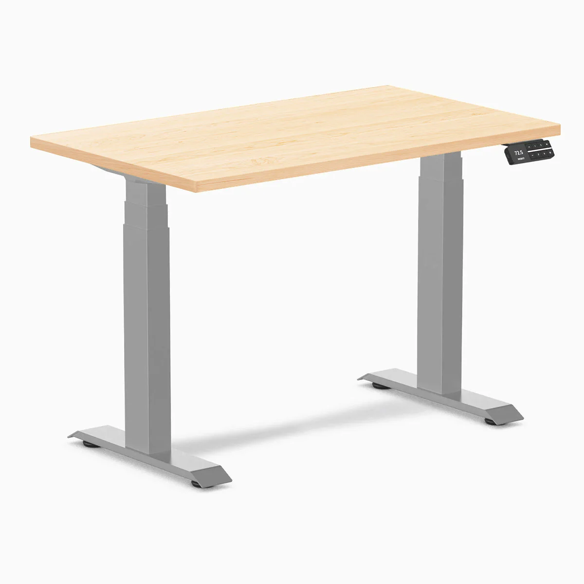 Desky Dual Mini Hardwood Sit Stand Desk 100cm Maple Desktop and Grey Frame