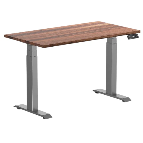 Desky Dual Mini Hardwood Sit Stand Desk 110cm Walnut Desktop and Space Grey Frame