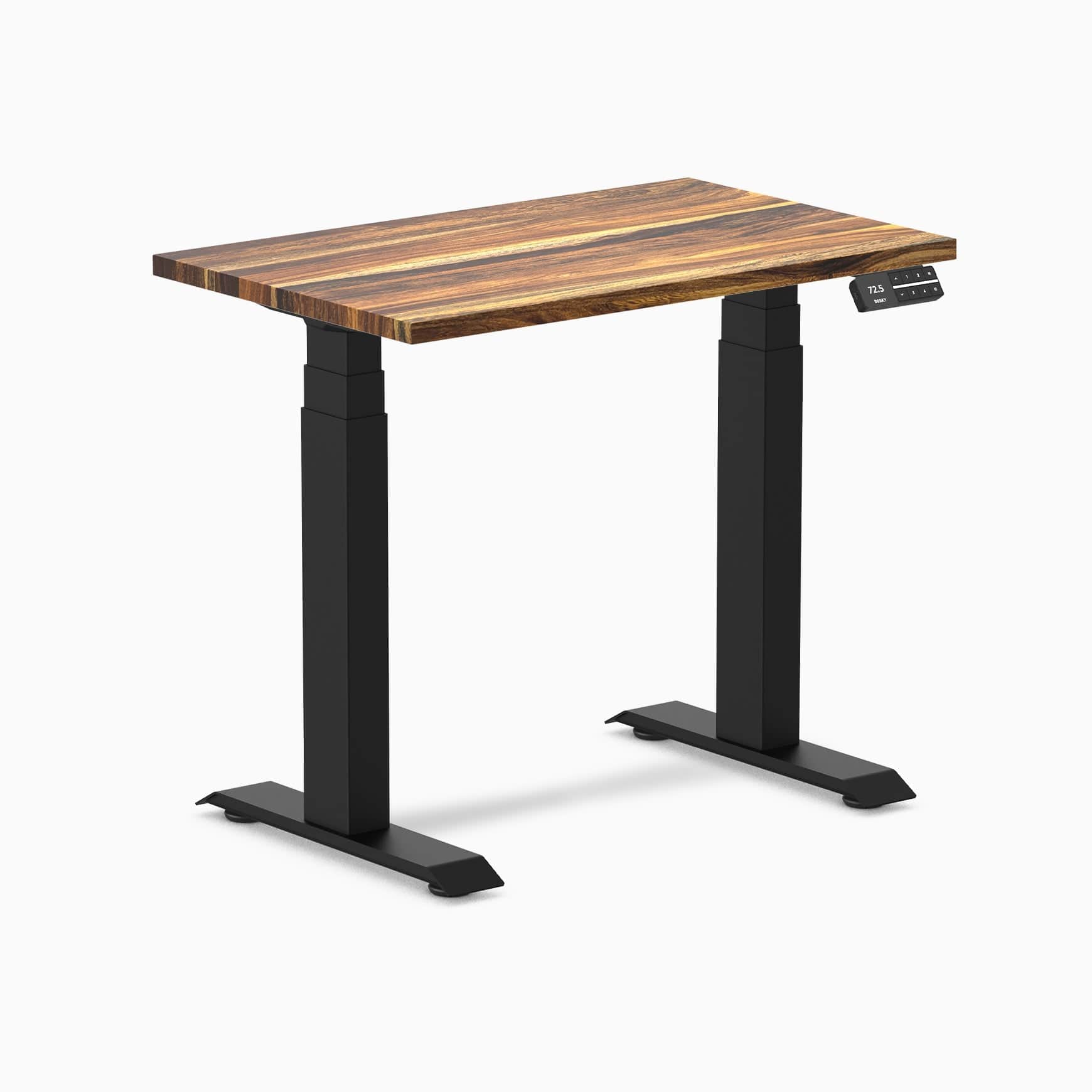 Desky Dual Mini Hardwood Sit Stand Desk 80cm Pheasantwood Desktop and Matte Black Frame - Image 3