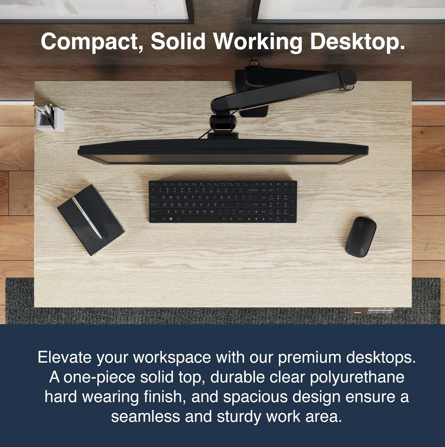 Desky Dual Mini Sit Stand Desk 1000x600 Classic Oak Desktop and Grey Frame - Image 7