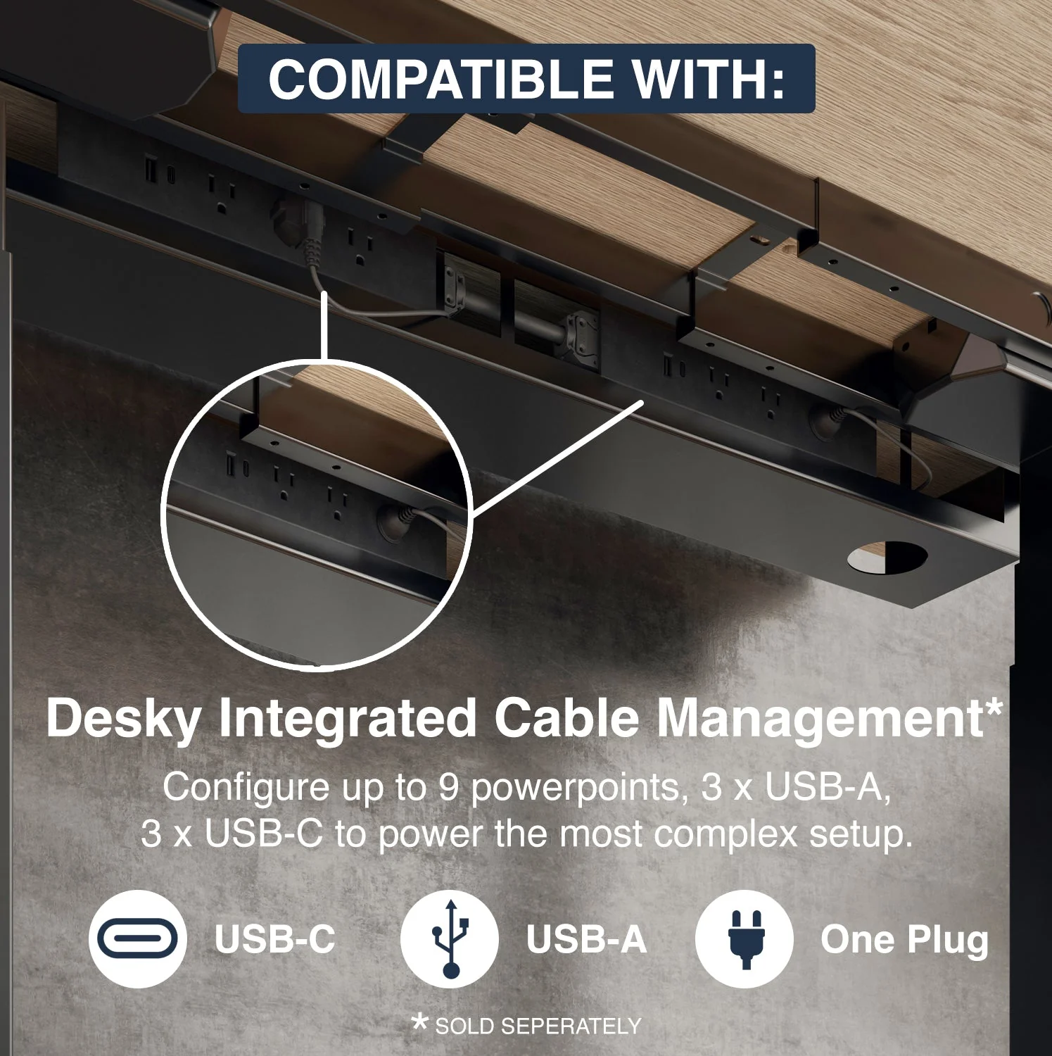 Desky Dual Mini Sit Stand Desk 800x500 Sublime Teak Desktop and Grey Frame - Image 5