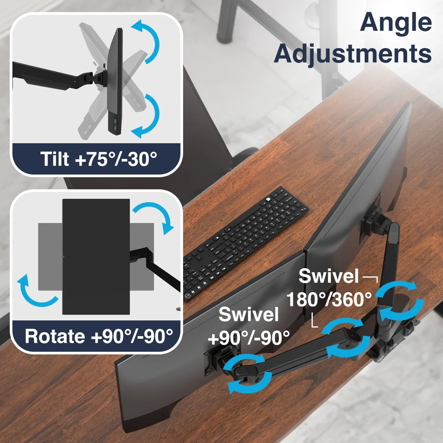 Desky Dual Monitor Arm - Space Grey - Image 5