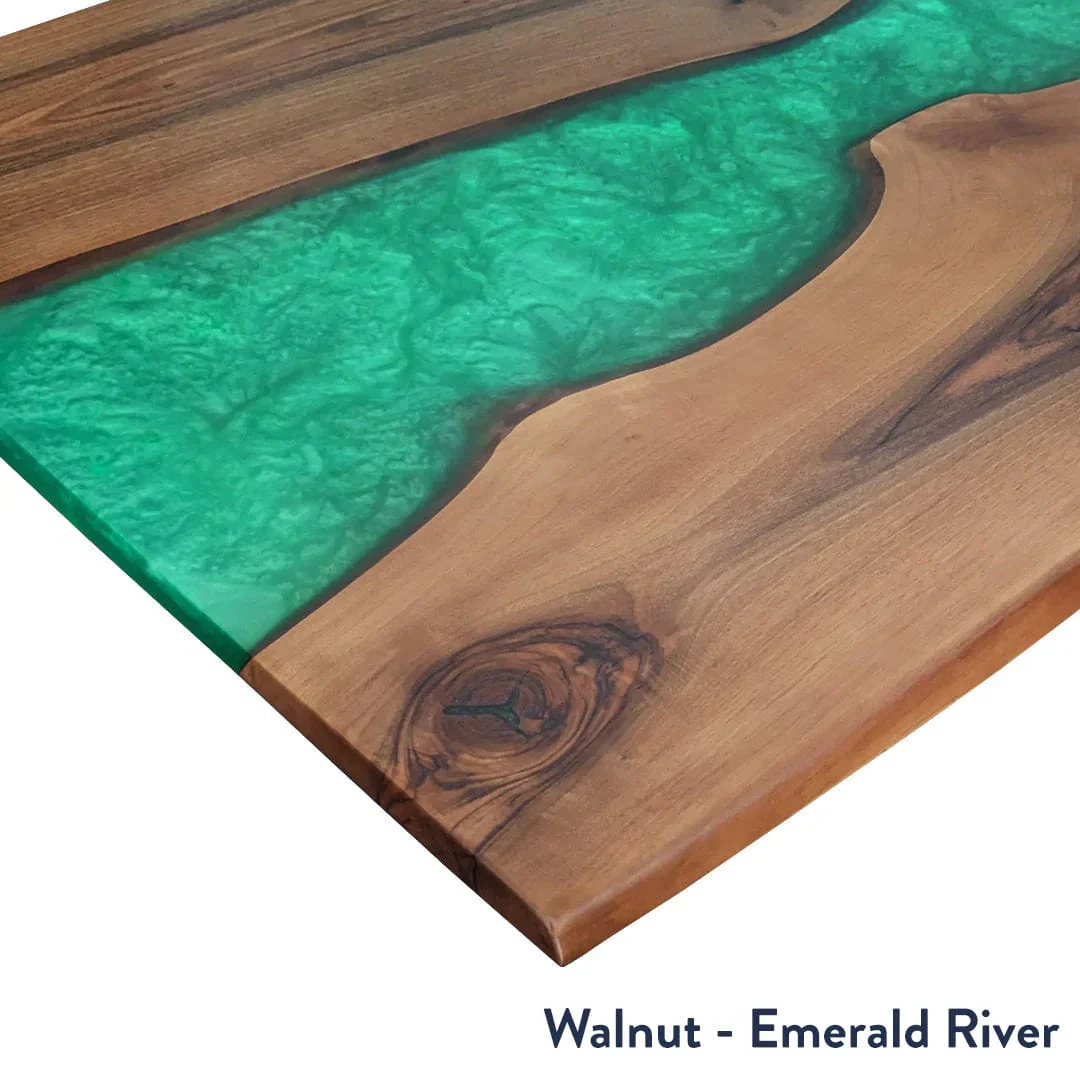 Desky Dual Resin Hardwood Sit Stand Desk 200cm Natural Walnut Emerald River Desktop and Grey Frame - Image 3