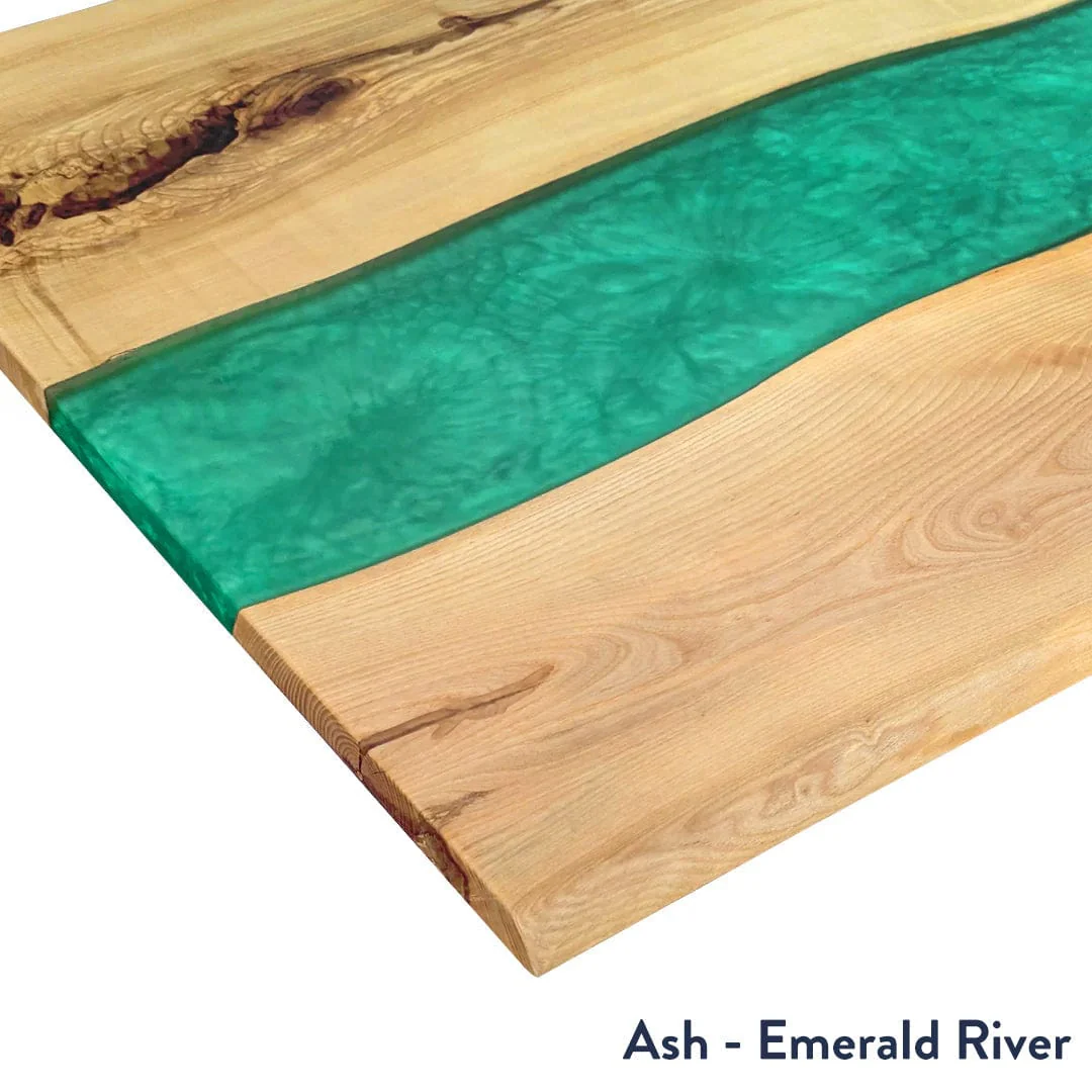 Desky Dual Resin Hardwood Sit Stand Desk 200cm Natural Walnut Emerald River Desktop and White Frame - Image 7