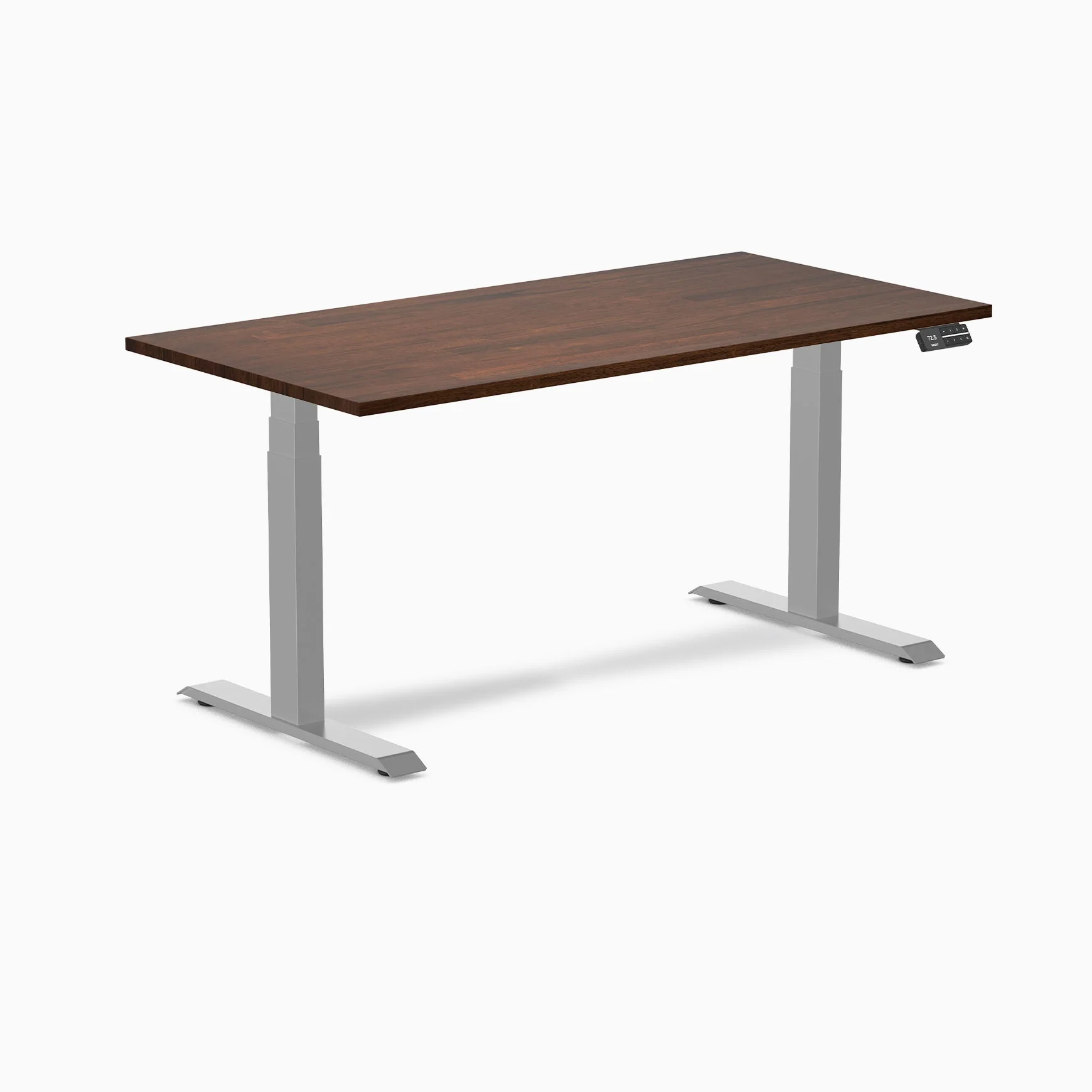 Desky Dual Rubberwood Sit Stand Desk 150cm Red Walnut Desktop and Grey Frame - Image 3