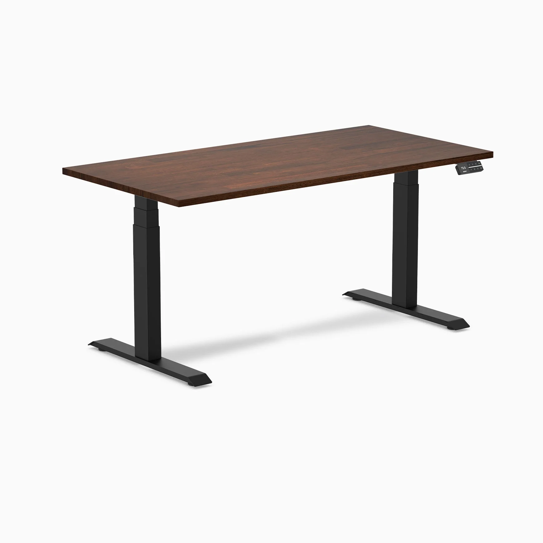 Desky Dual Rubberwood Sit Stand Desk 150cm Red Walnut Desktop and Matte Black Frame - Image 3