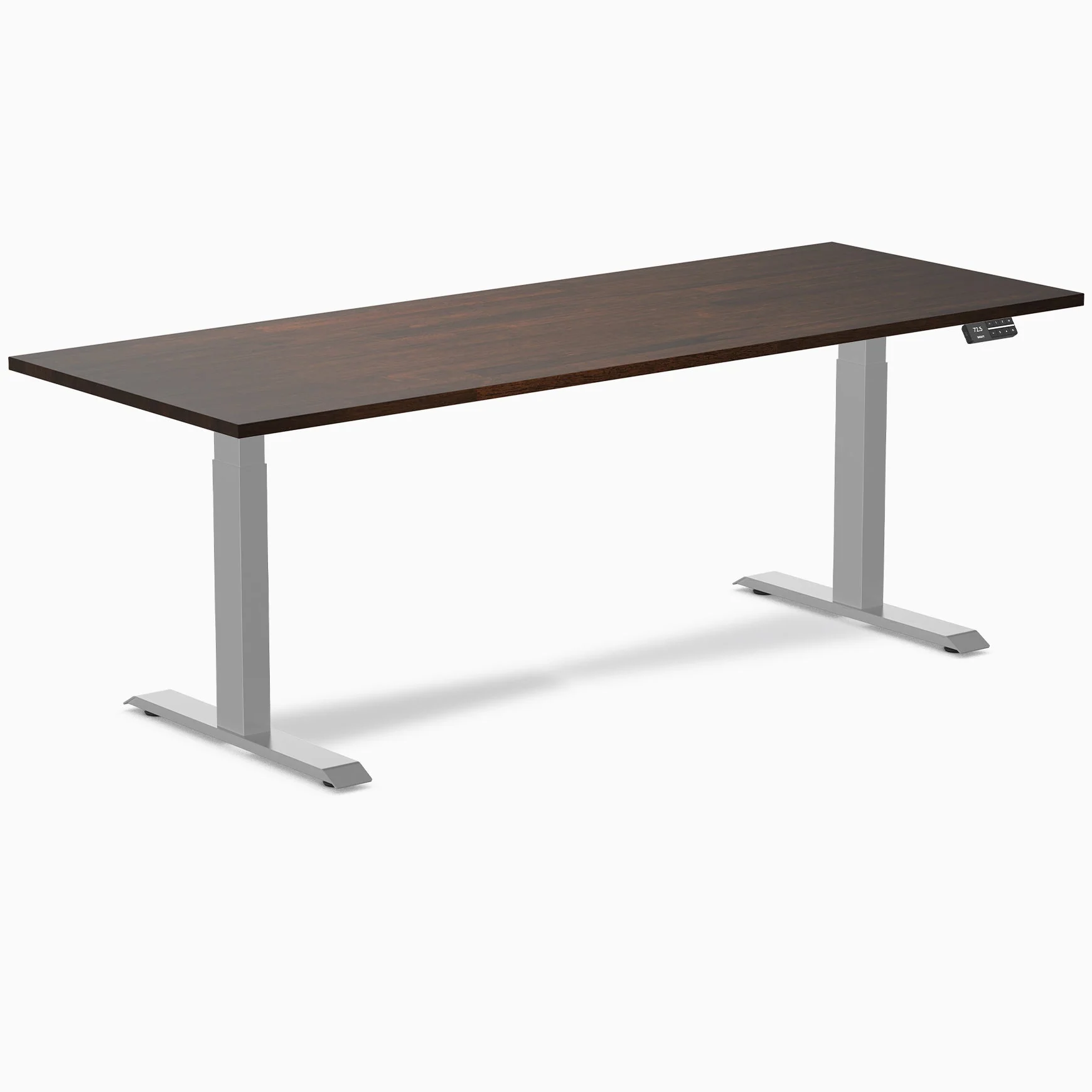Desky Dual Rubberwood Sit Stand Desk 200cm Dark Walnut Desktop and Grey Frame - Image 3