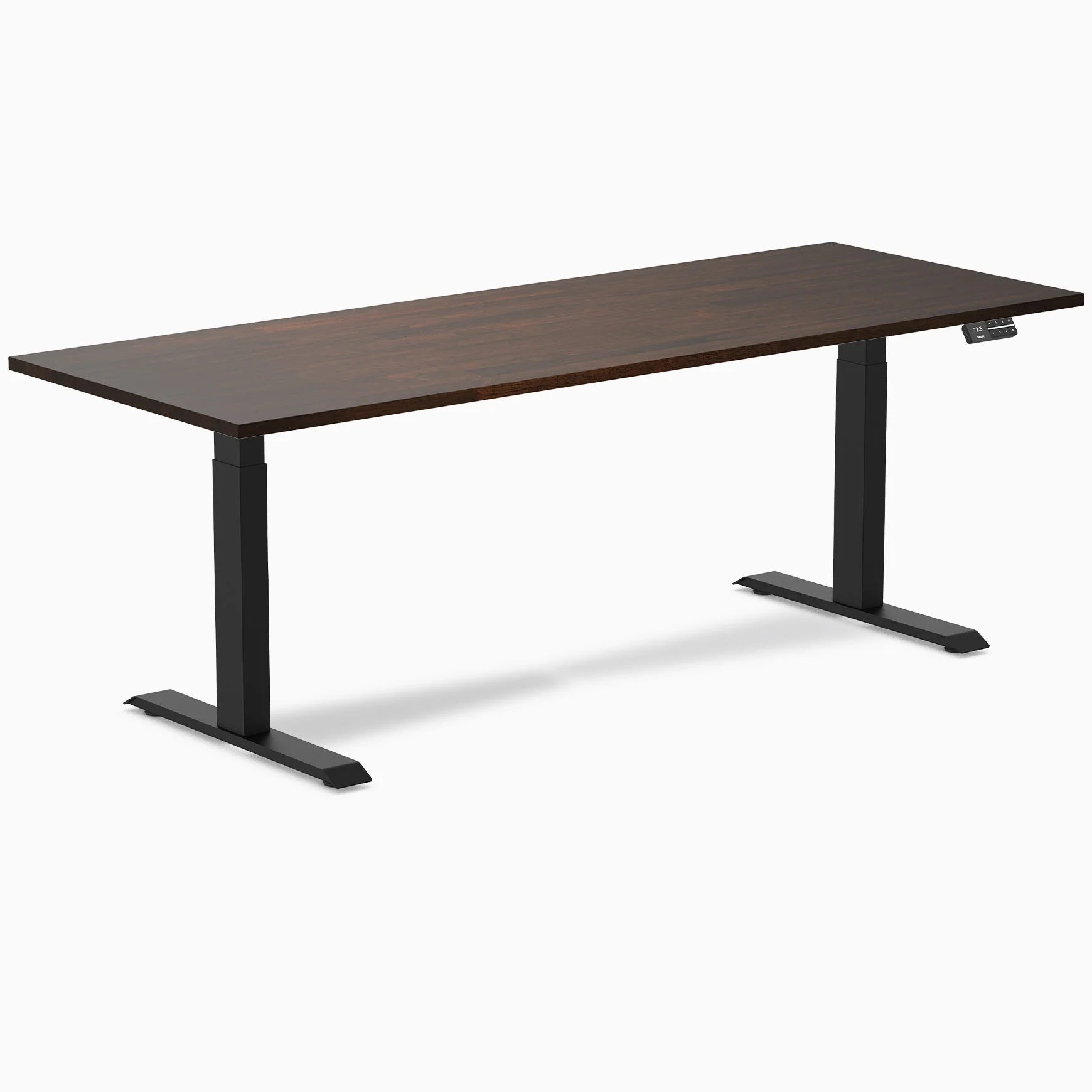 Desky Dual Rubberwood Sit Stand Desk 200cm Dark Walnut Desktop and Matte Black Frame - Image 3