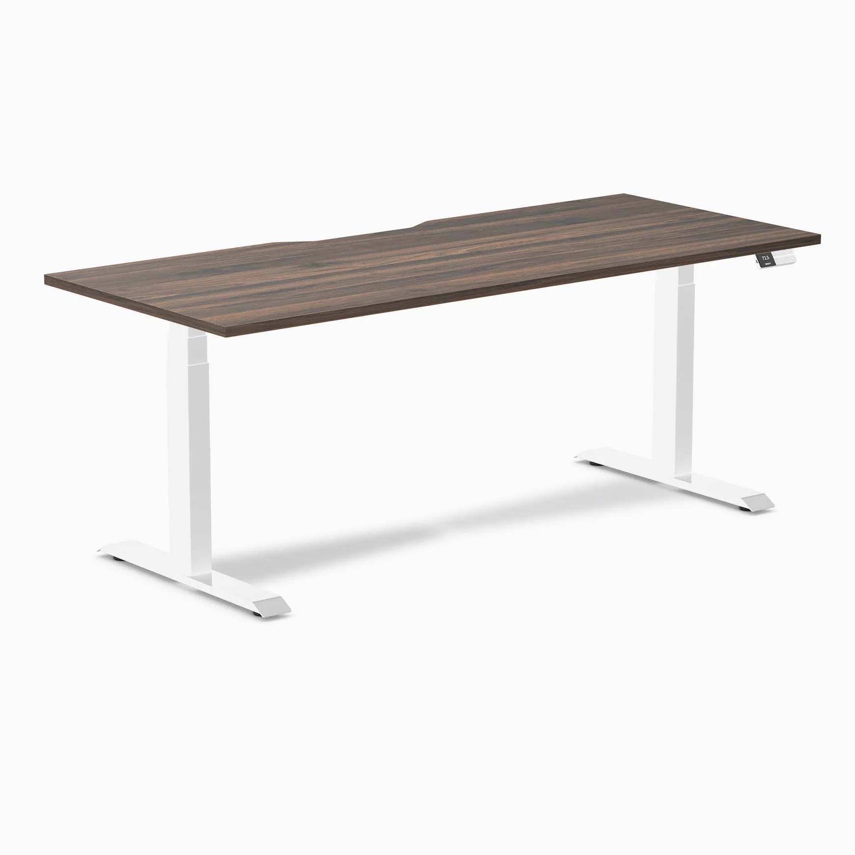 Desky Dual Scalloped Melamine Sit Stand Desk 1800x750mm (Jarrah Legno/White)