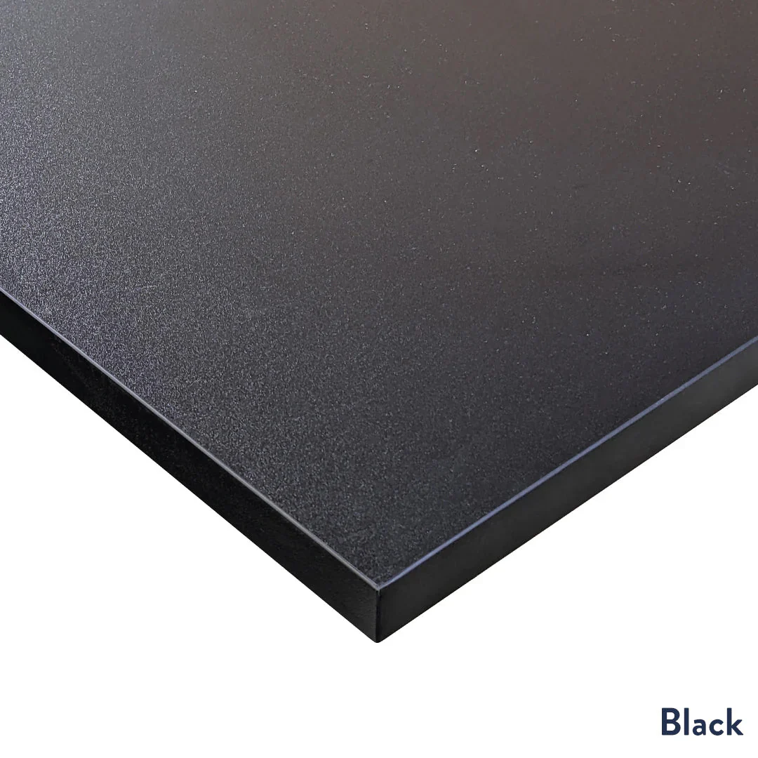 Desky Dual Scalloped Melamine Sit Stand Desk - Black / 1500x750mm / Matte Black - Image 2