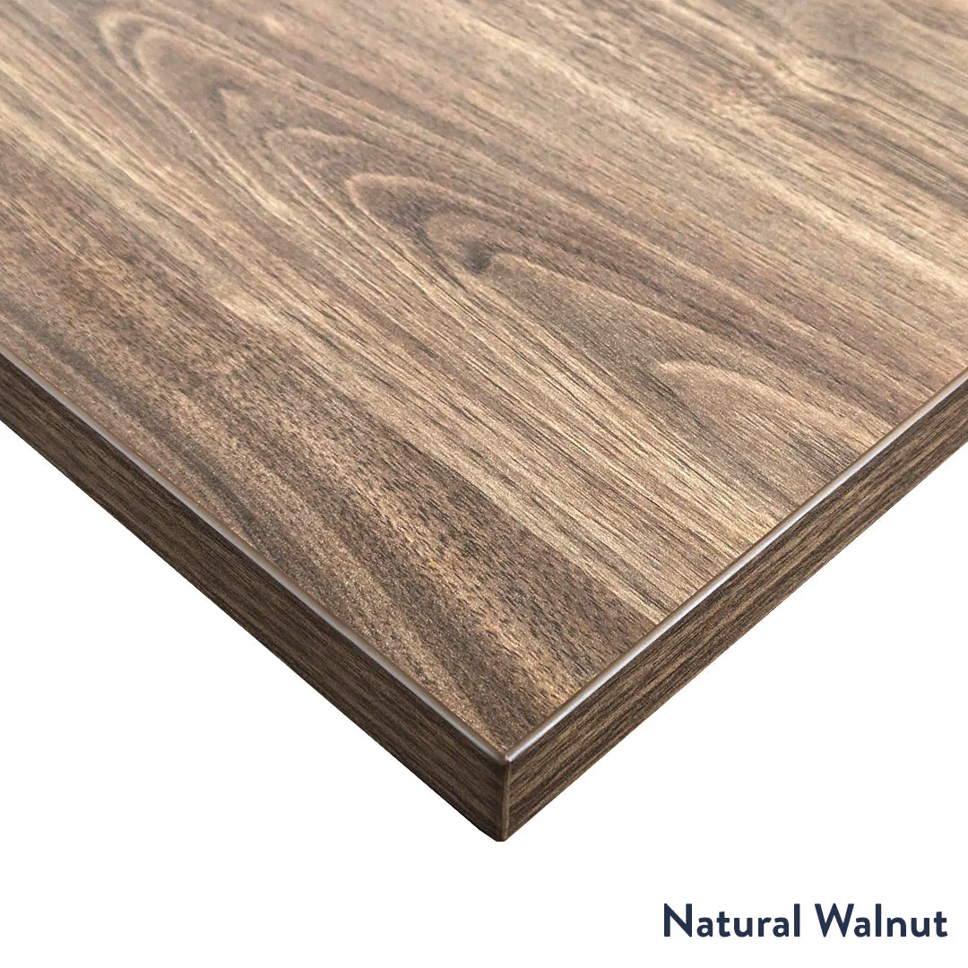 Desky Dual Scalloped Melamine Sit Stand Desk - Natural Walnut / 1200x750mm / Space Grey - Image 2