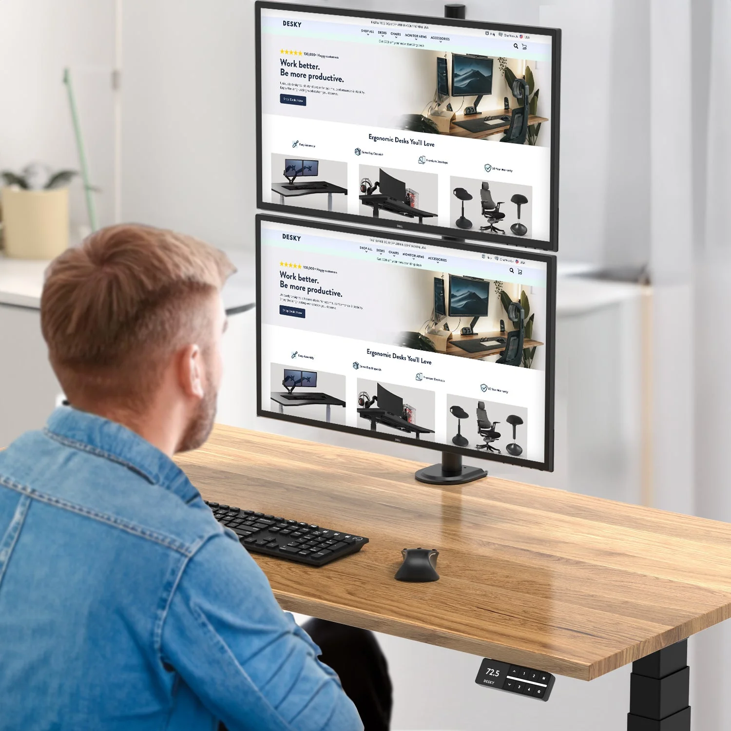 Desky Eco Vertical Monitor Mount - White - Image 7