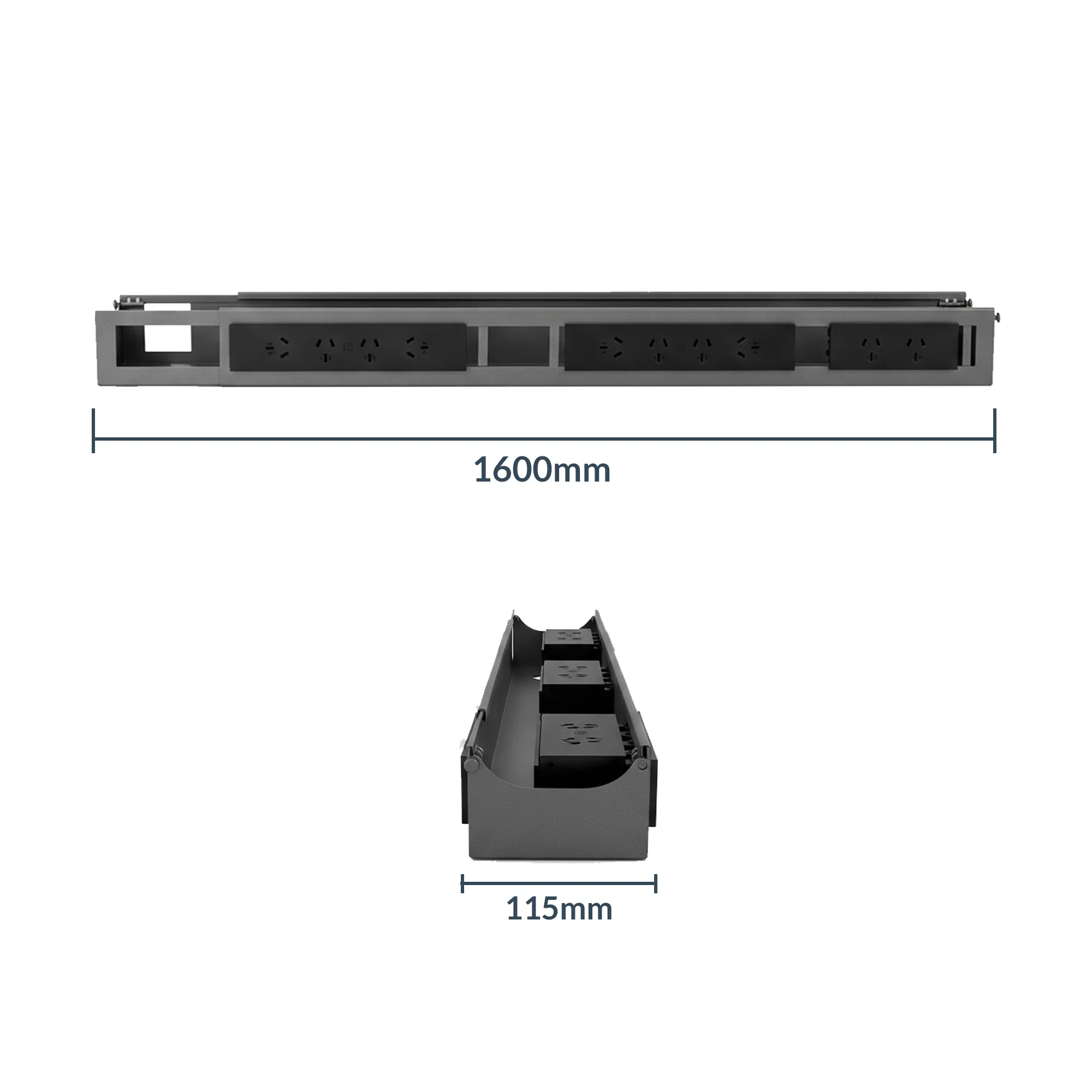 Desky Integrated Cable & Data Channel 4-Plug Grey - Image 3