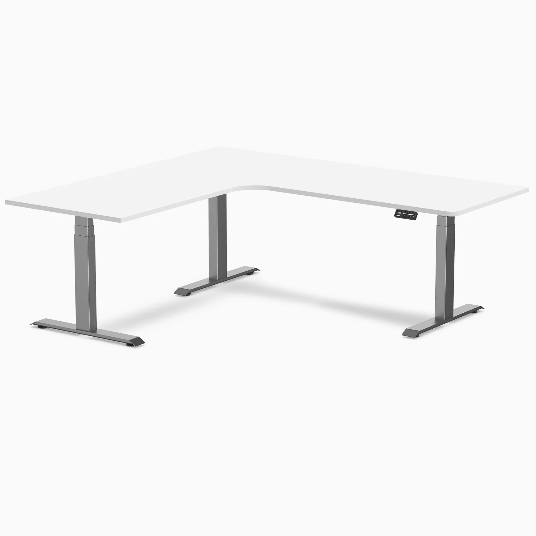 Desky L-Shape Melamine Sit Stand Desk 2000x1800mm - Left Return (White/Space Grey)