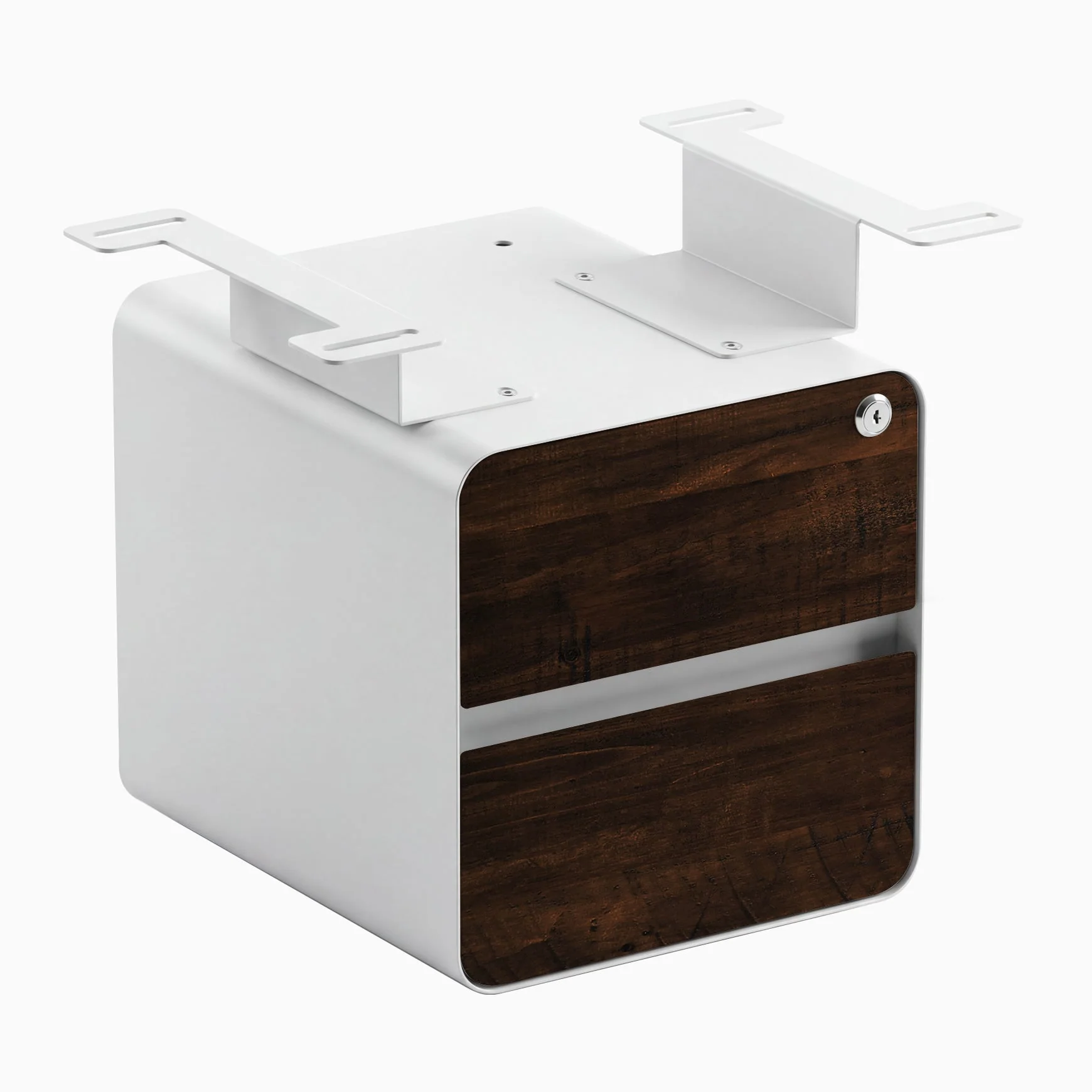 Desky Minimal Under Desk Cabinet - American Rustic Pine Softwood / White