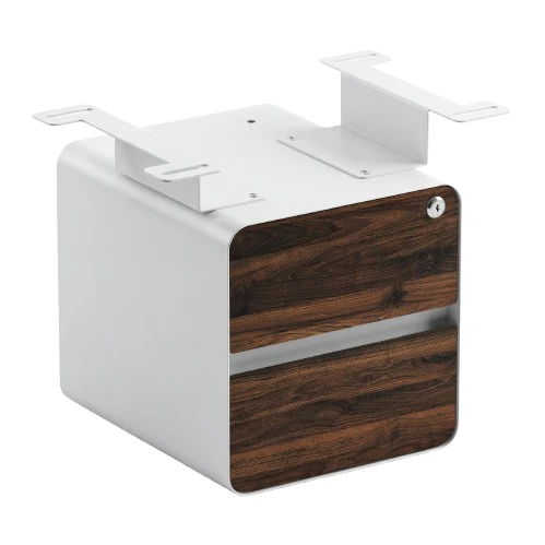 Desky Minimal Under Desk Cabinet - Jarrah Legno Melamine / White