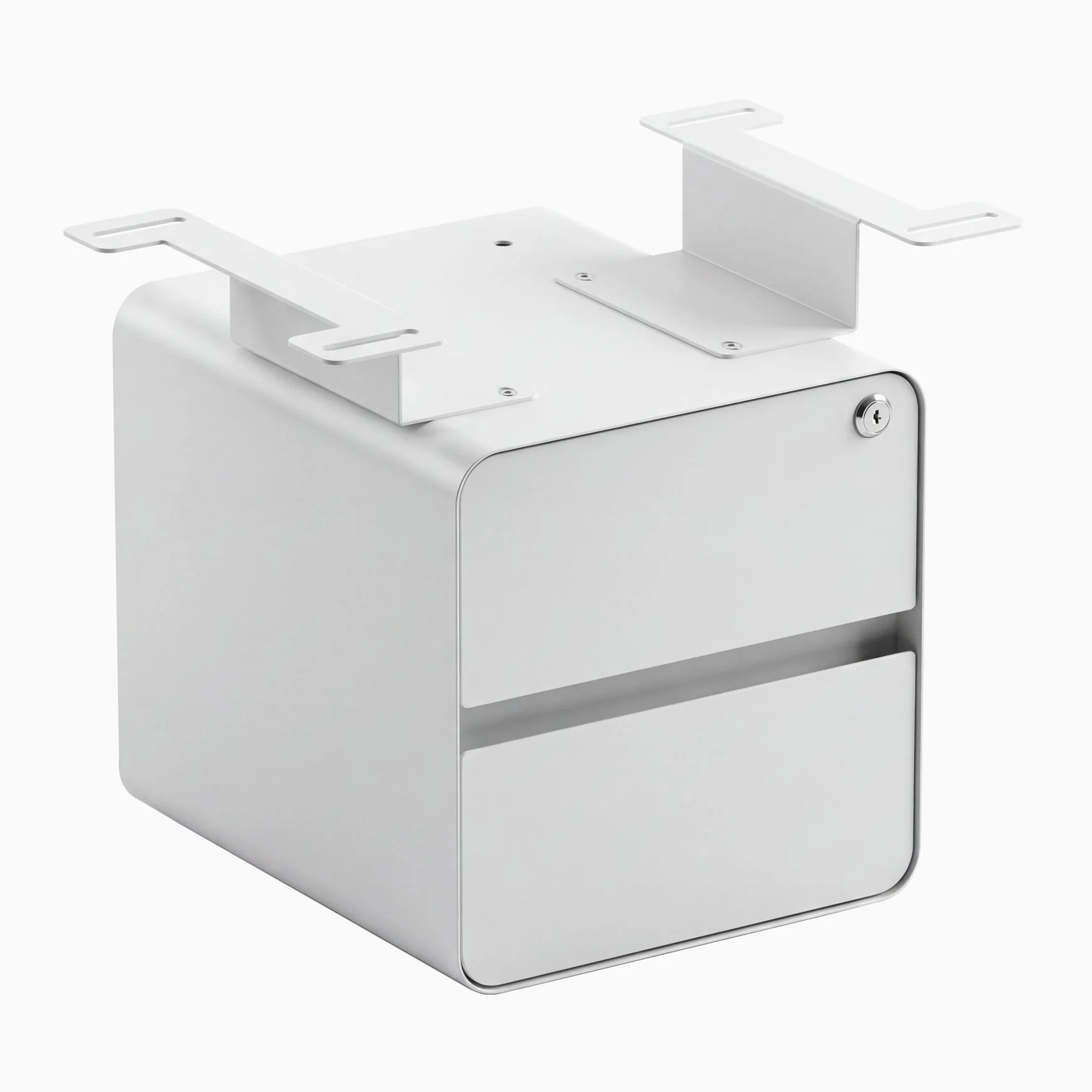 Desky Minimal Under Desk Cabinet - White Melamine / White
