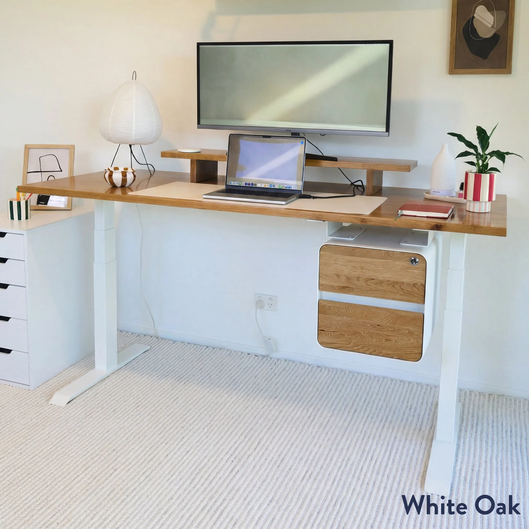 Desky Minimal Under Desk Cabinet - White Melamine / White - Image 5
