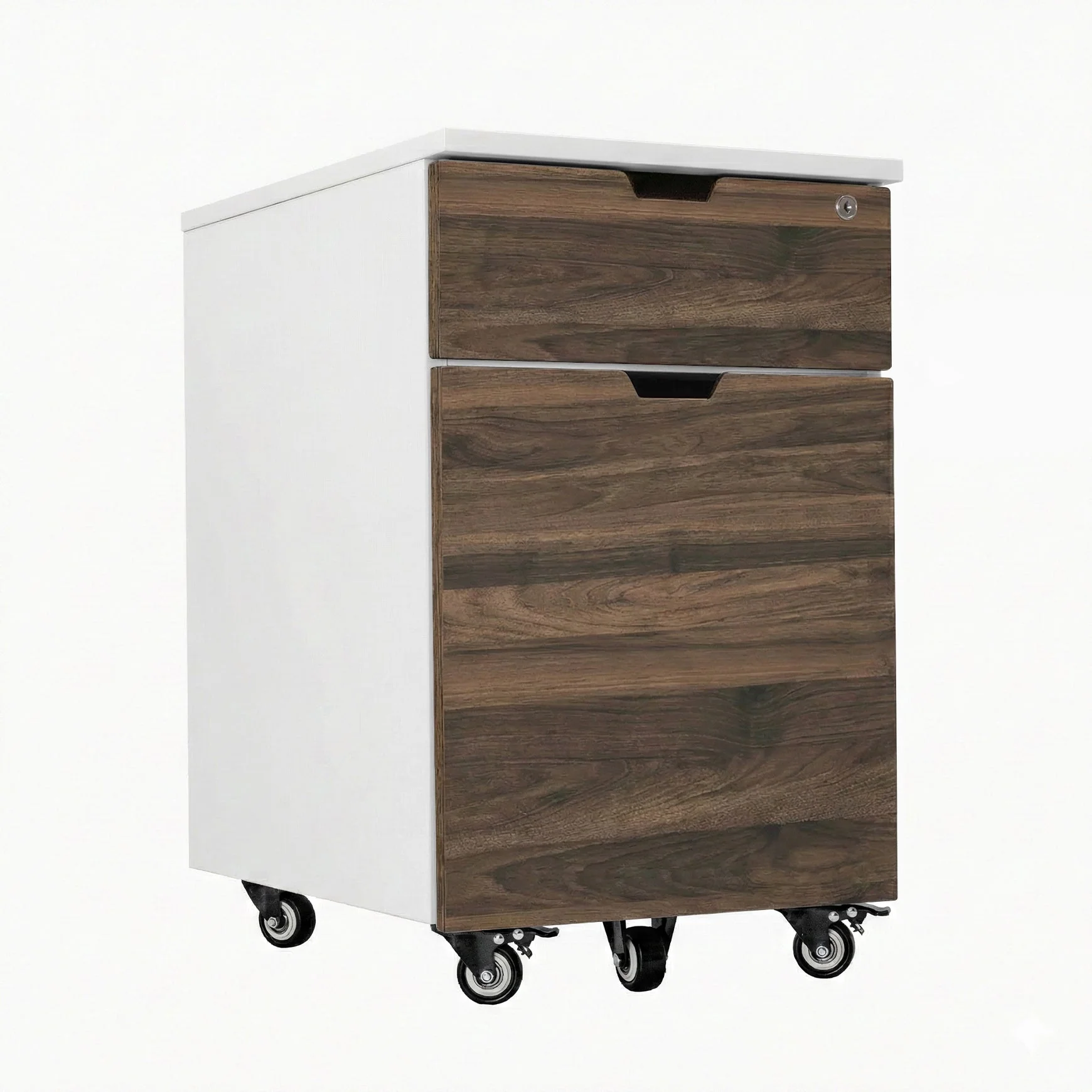 Desky Minimal Wooden Filing Cabinet - White / Jarrah Legno Melamine