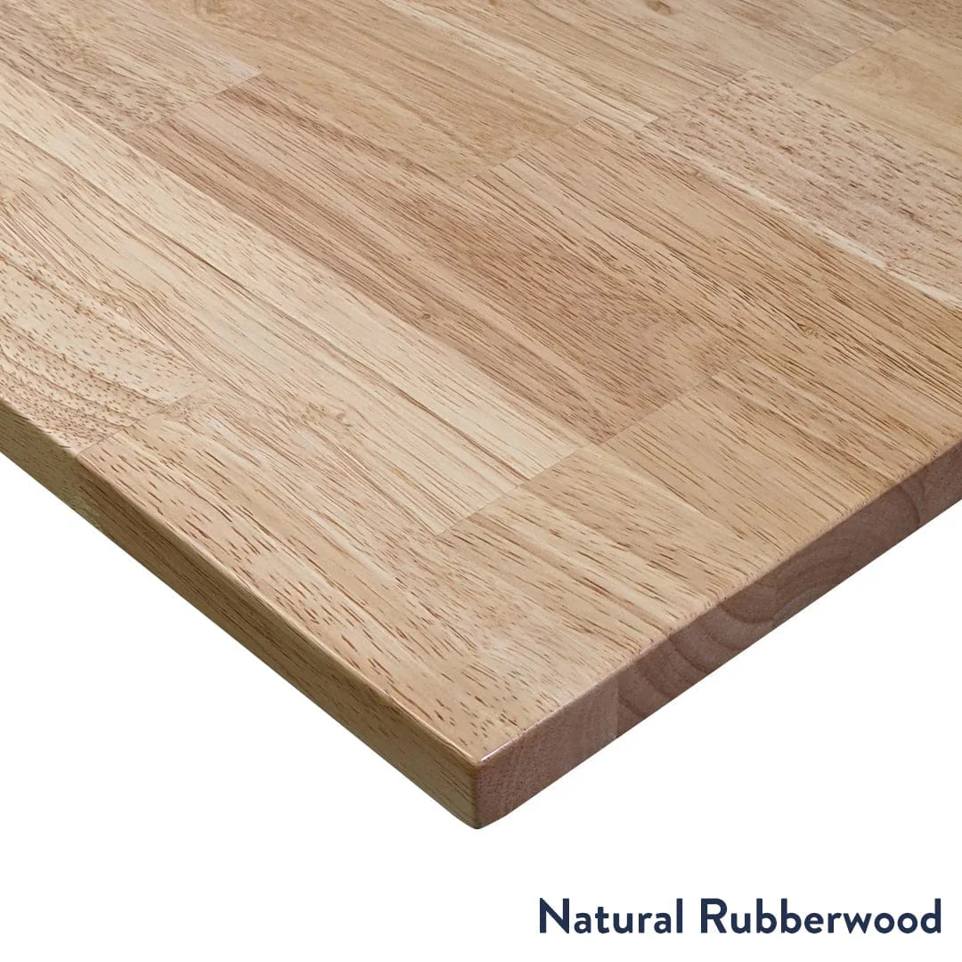 Desky Rubberwood L-Shape Sit Stand Desk 150 x 155 cm Natural Timber Top and Space Grey Leg - Image 2