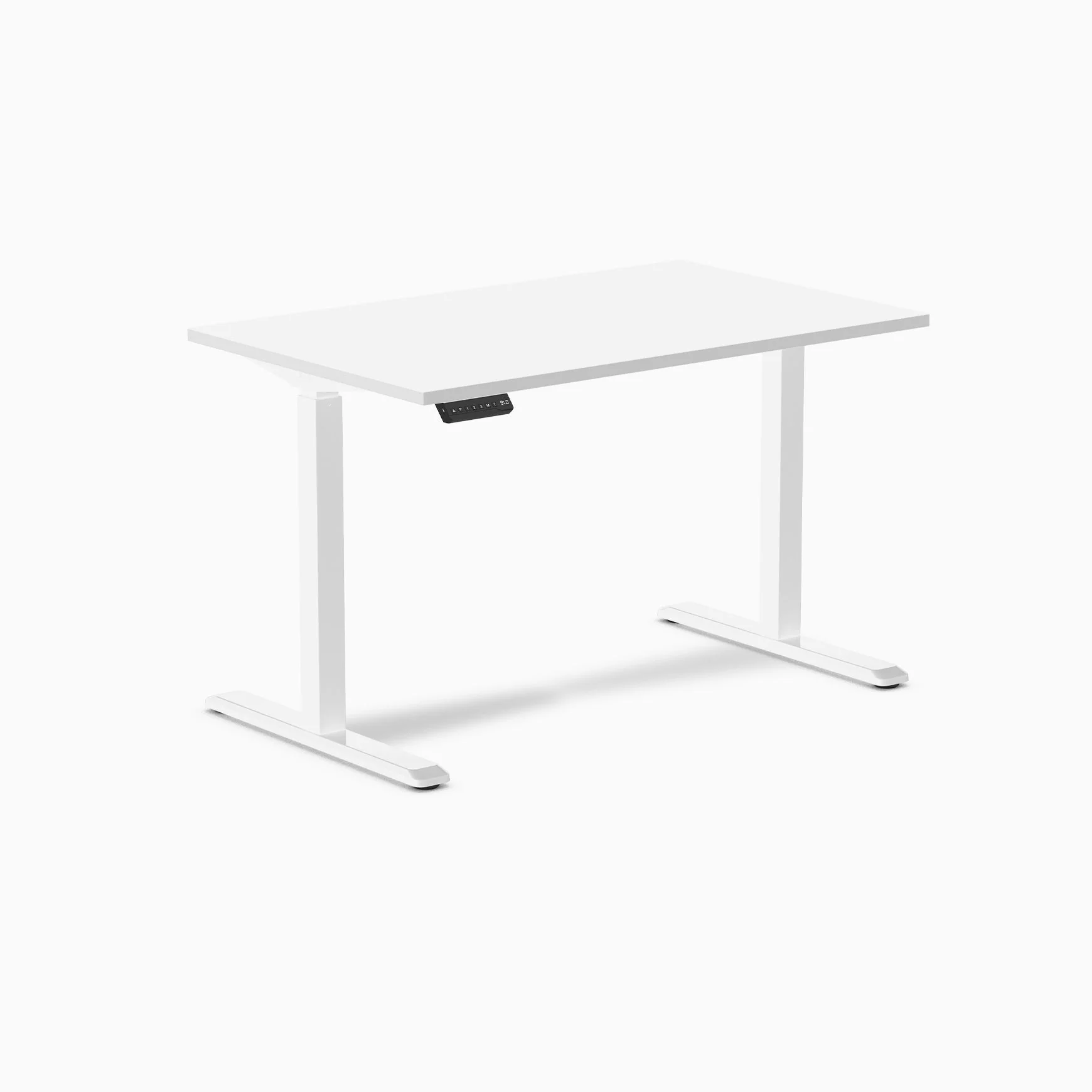 Desky Single Sit Stand Desk 200cm White Desktop and White Frame - Image 4